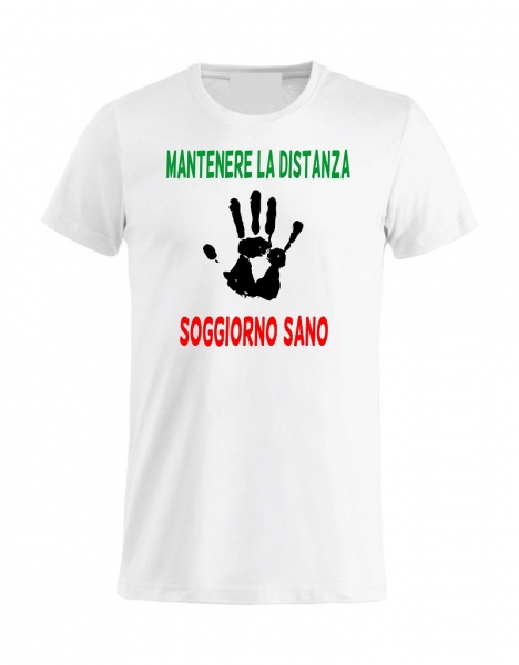 T-Shirt MANTENERE LA DISTANZA SOGGIORNO SANO, weiß-Italien
